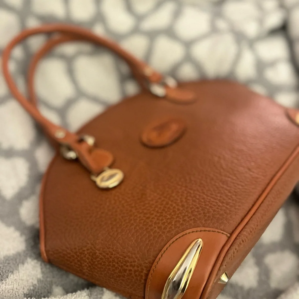 Dooney & Bourke Brown Pebble Grain Leather Tear Drop Satchel - Picture 5 of 14